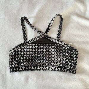 Victoria Secret VSX Womens Size Small Sports Bra Black White Geometric Active